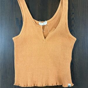 Billabong Ribbed Crop Tank Top in Rust Orange